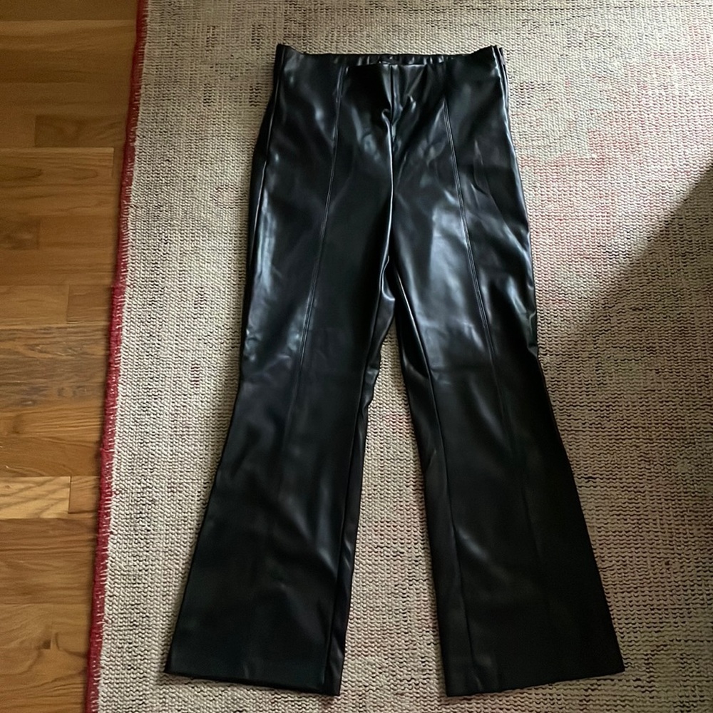 Vegan leather cropped high rise pants